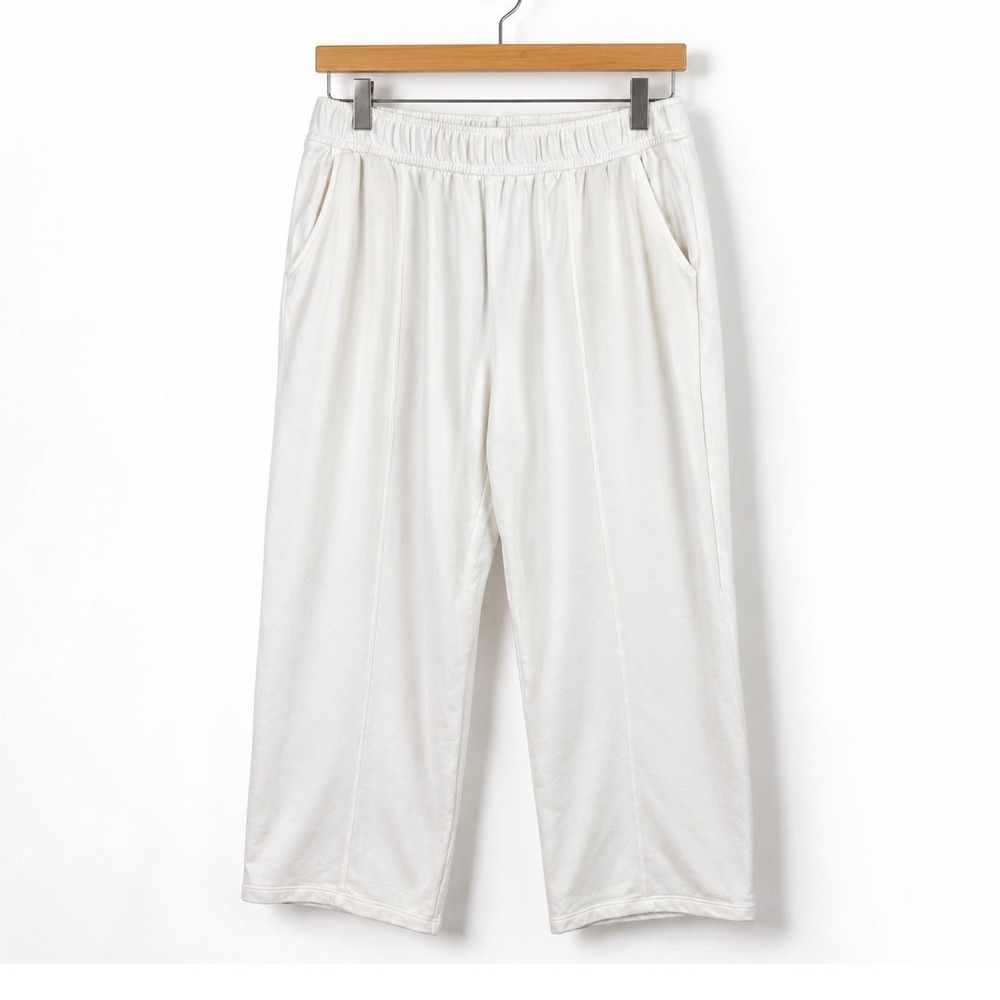 AnyBody Ankle Pants Womens Large White Regular Wash French Terry Barrel A721869